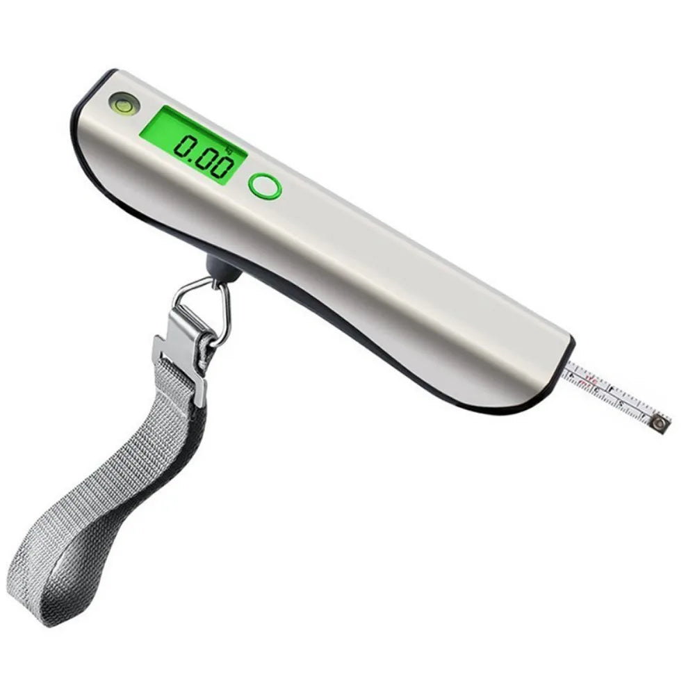 Backlight LCD Display Digital Luggage Scale Stainless Steel Cover Max 50kg Portable Hanging Scale with 1m Tape Measure