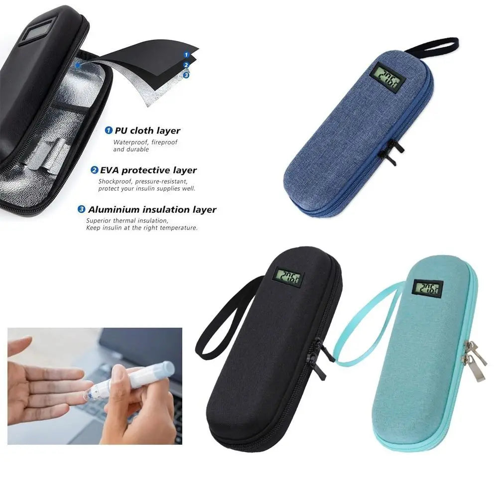 Thermometer Display Insulin Cooler Travel Case Cooling Thermal Insulated Refrigerated Medicine Organizer with Ice Pack