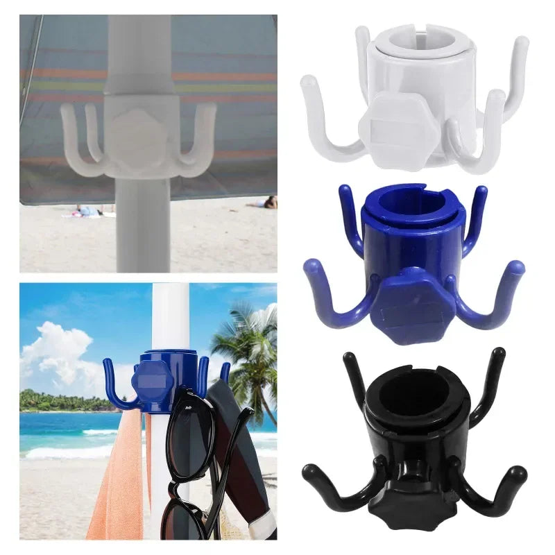 Beach Umbrella Hook Four-legged Hanging Hook Towels Bags Clothes Hanger Camping Travel Holder Outdoor Camping Tools Equipment