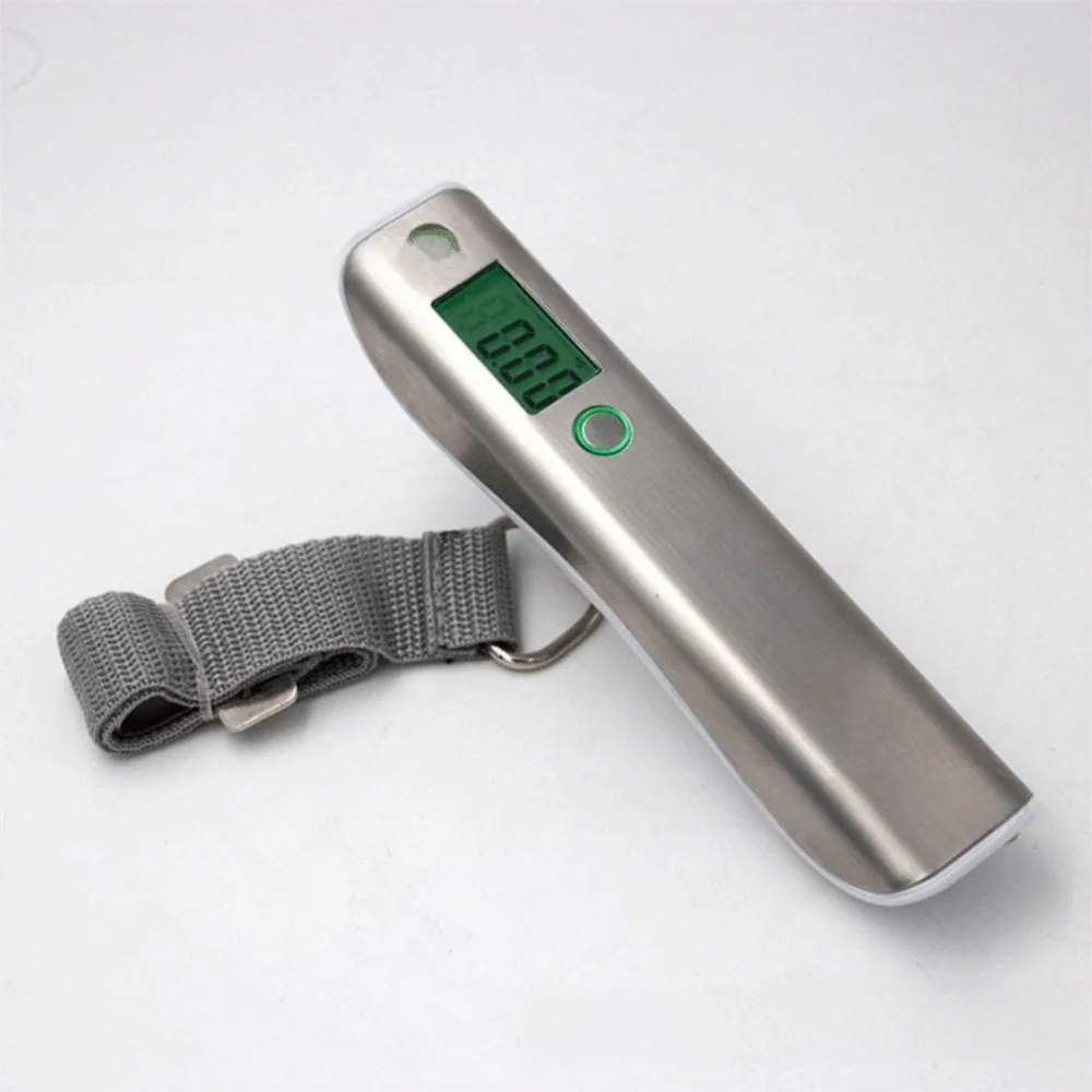 Backlight LCD Display Digital Luggage Scale Stainless Steel Cover Max 50kg Portable Hanging Scale with 1m Tape Measure