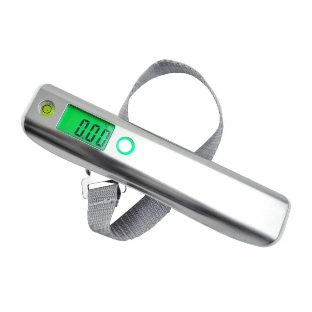 Backlight LCD Display Digital Luggage Scale Stainless Steel Cover Max 50kg Portable Hanging Scale with 1m Tape Measure