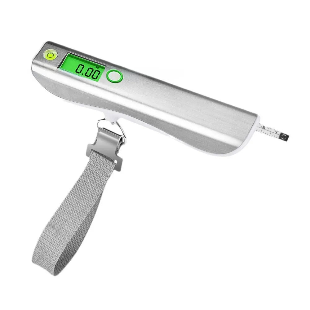 Backlight LCD Display Digital Luggage Scale Stainless Steel Cover Max 50kg Portable Hanging Scale with 1m Tape Measure